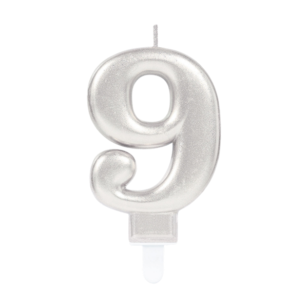 Candle Number 9 Silver